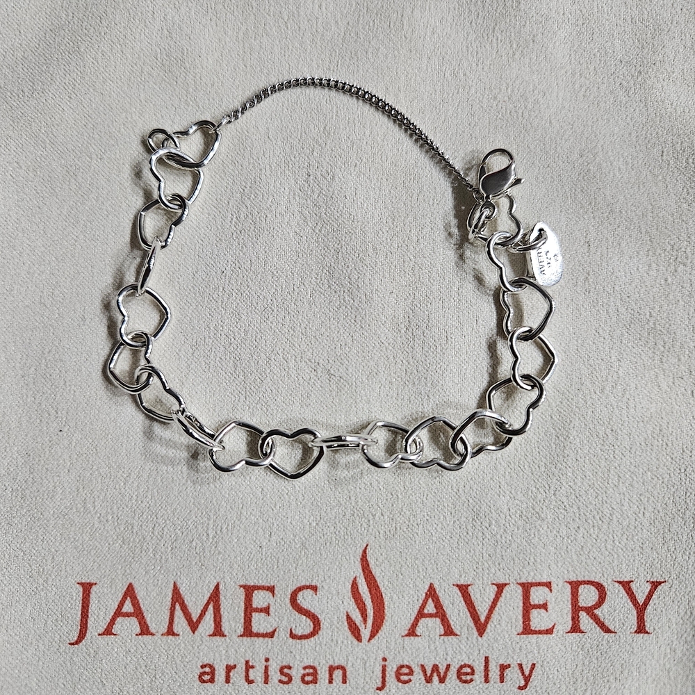James Avery Silver Heart Charm Bracelet